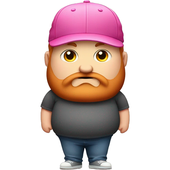 chubby and fat white guy with a big and poofy red beard and a pink snapback hat emoji