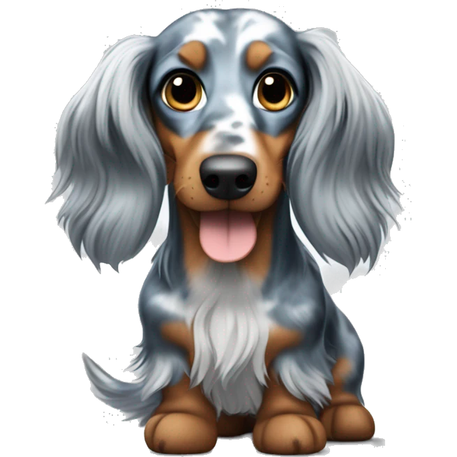Long-haired blue merle dachshund emoji