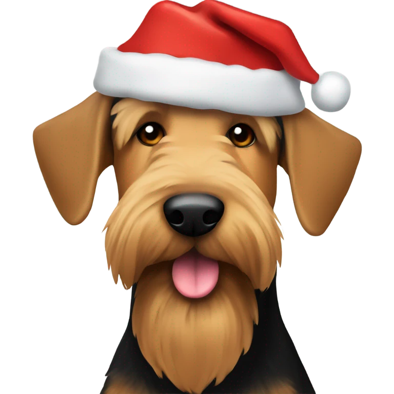 Airedale with Santa hat  emoji