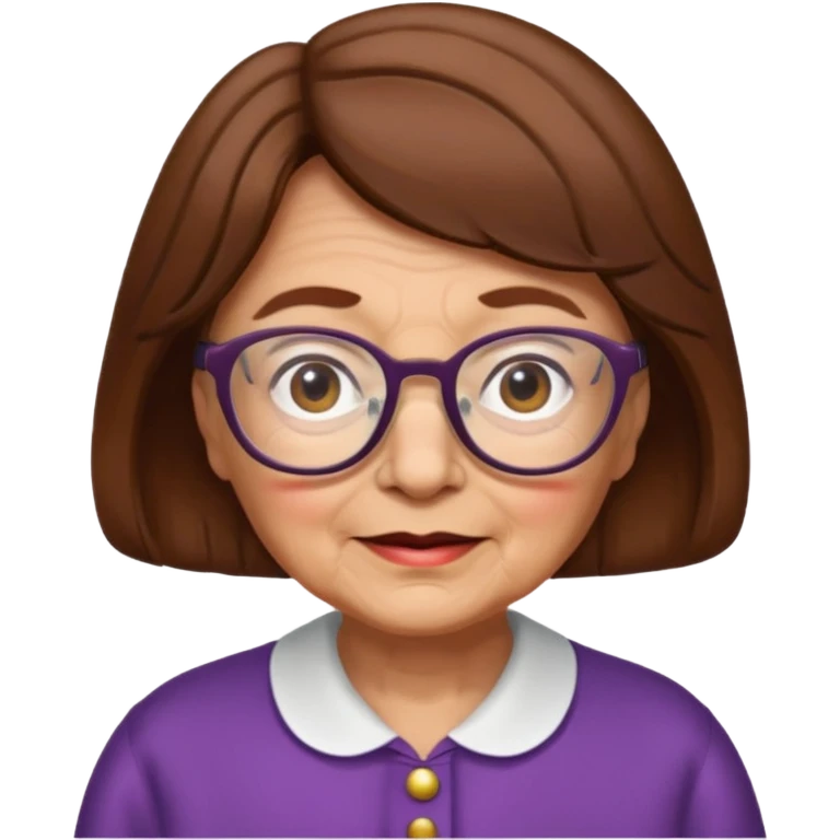 grandma, brown hair,glasses emoji