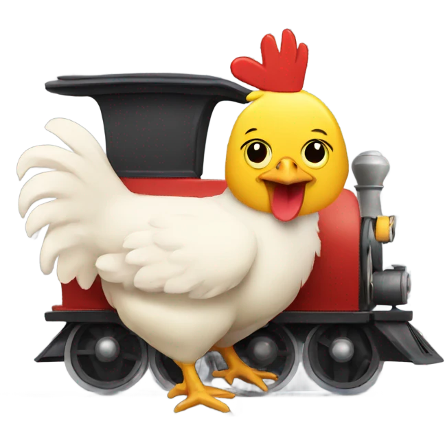 Chicken driving a train emoji