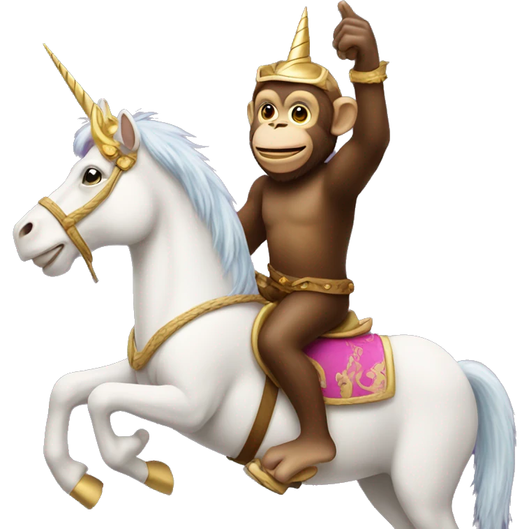 Monkey riding a unicorn emoji