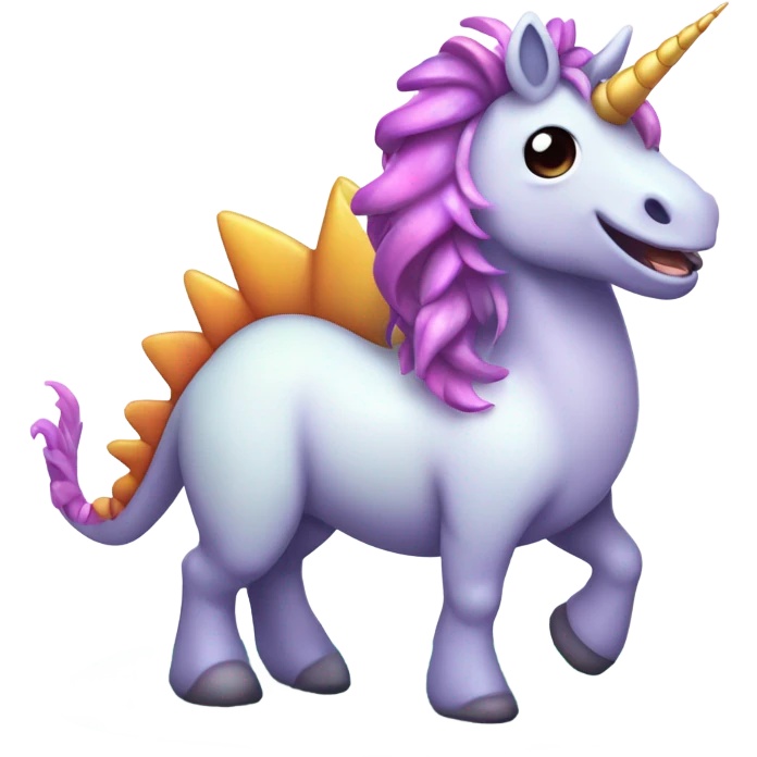 a cute unicorn with a dinosaur emoji