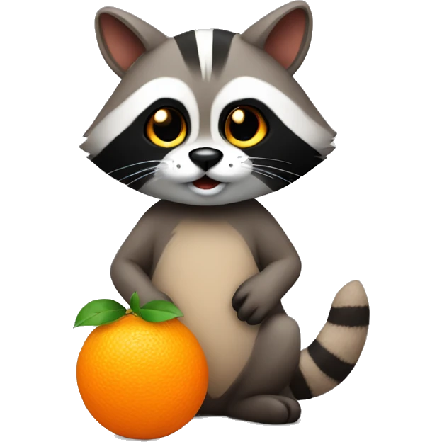 Racoon holding an orange cat emoji