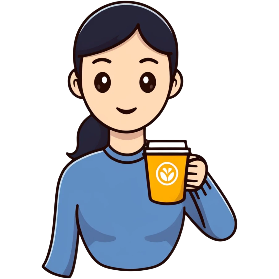Fashionable Parisian woman with coffee cup emoji