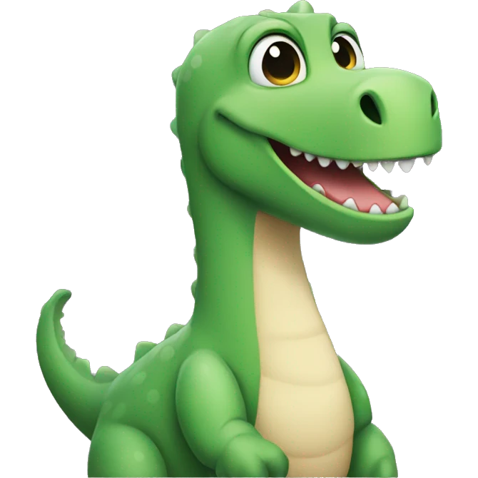 Green dinosaur is smiling emoji