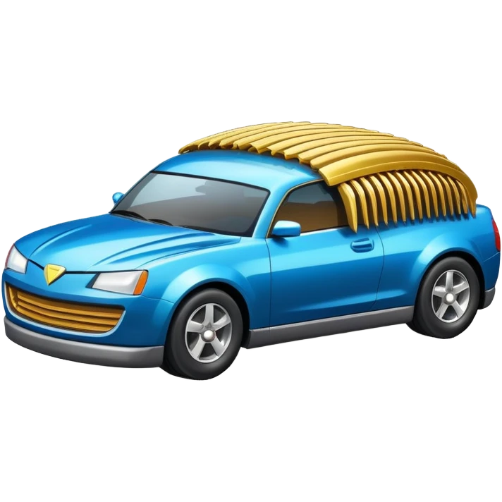 superhero car shaped like a giant comb with bristles, beard-themed vehicle emoji