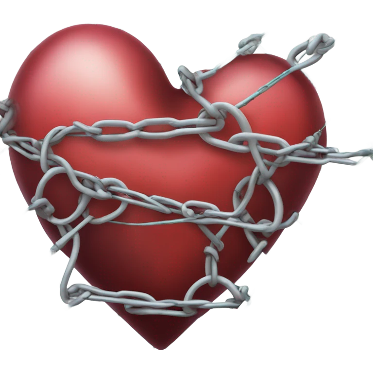 A heart surrounded by chain link fence topped with razor wire  emoji