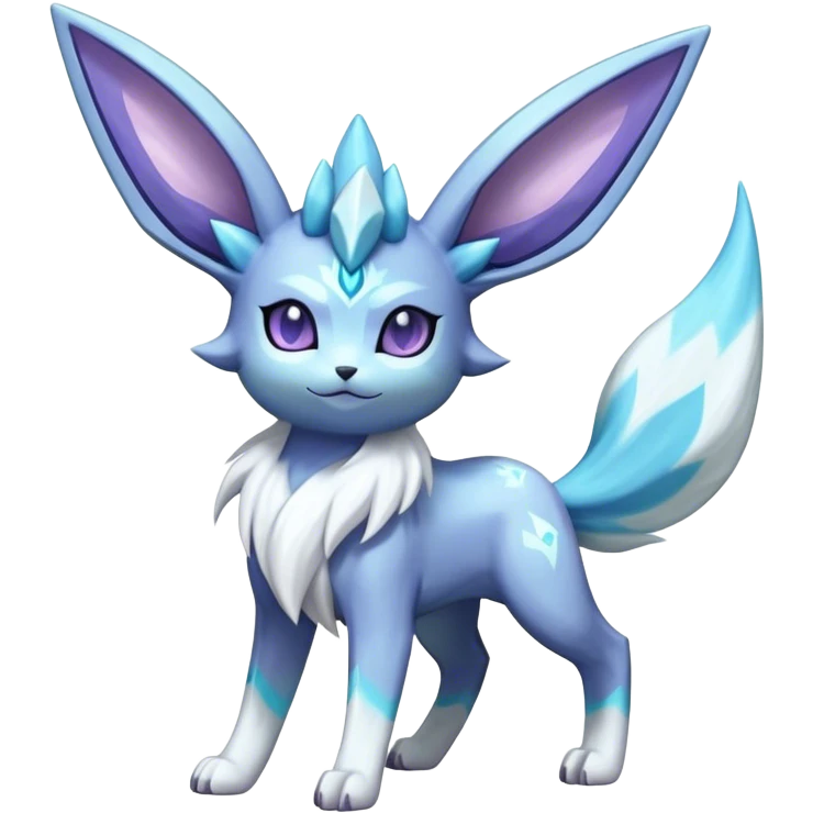 Fluffy celestial Glaceon-Espeon-dialga-hybrid, full body emoji