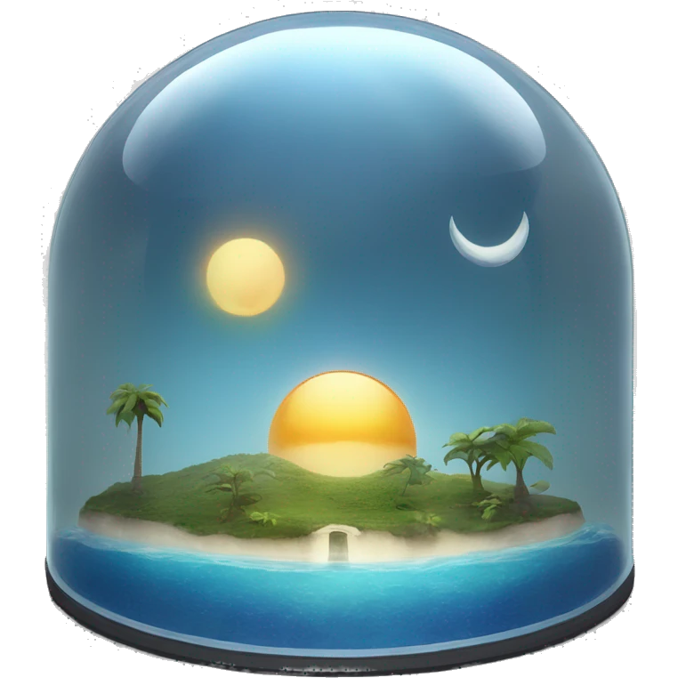 water and land like inside a semi-circular glass dome with the sun and moon at the top emoji
