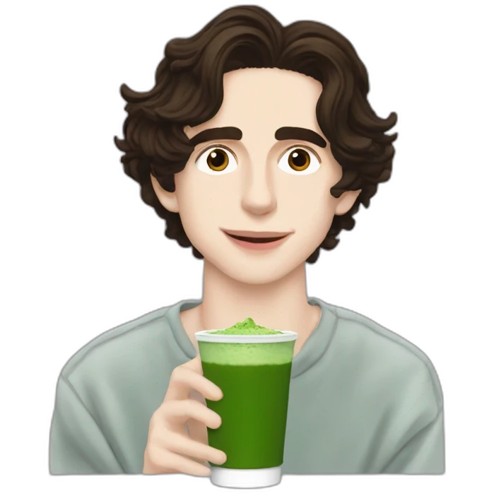 Timothee chalamet drinking matcha emoji