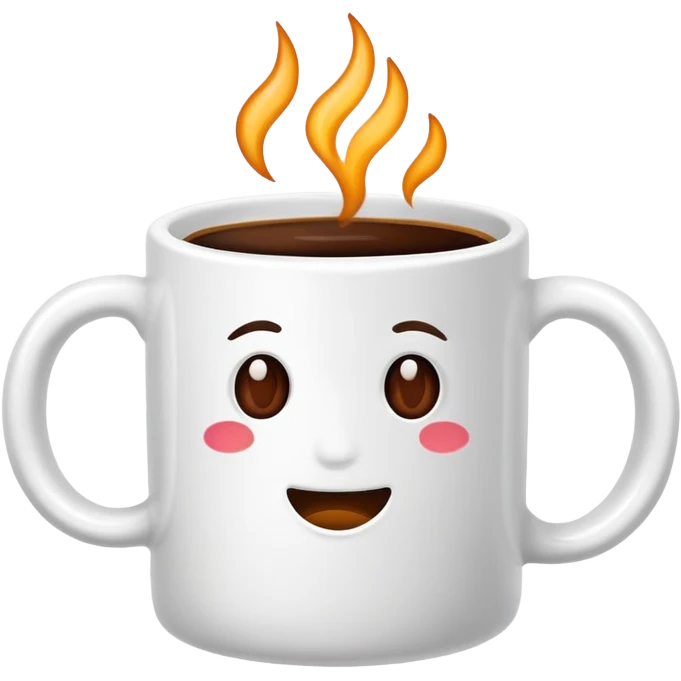 complete white colored mug without eyes and mouth, with coffee inside  emoji