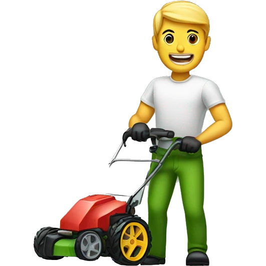man with a one tooth and lawn mower emoji