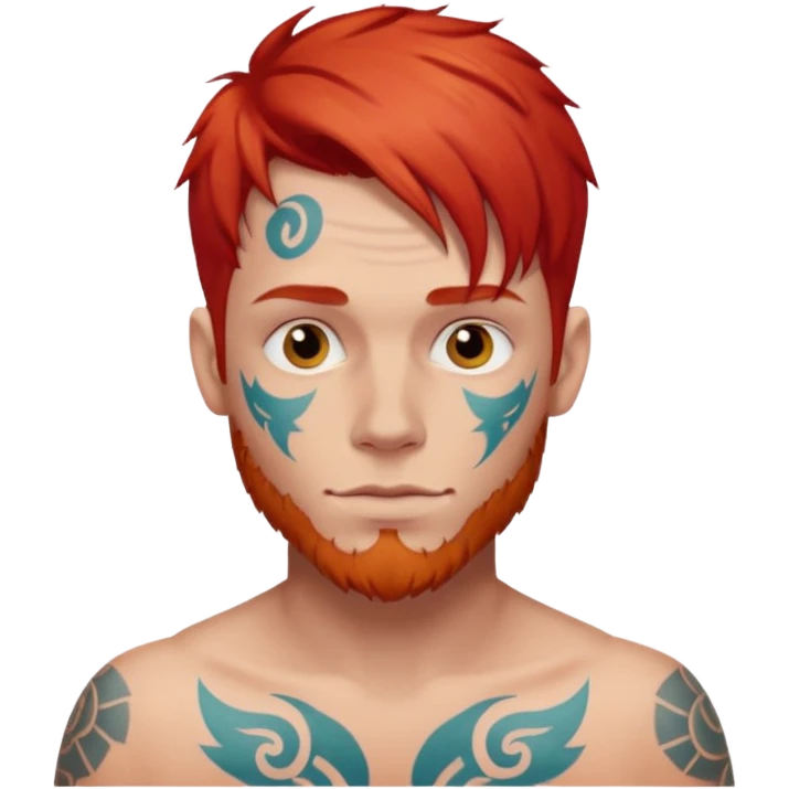 Chico blanco pelirrojo tatuado emoji