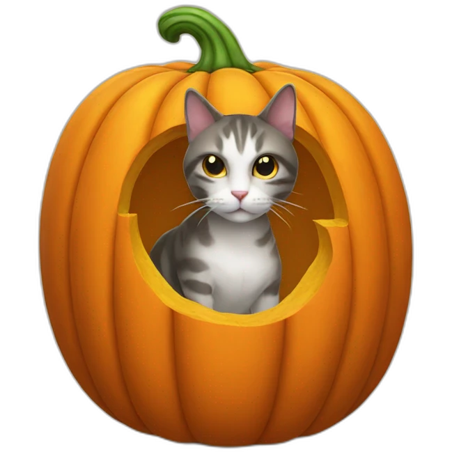 cat in a pumpkin emoji