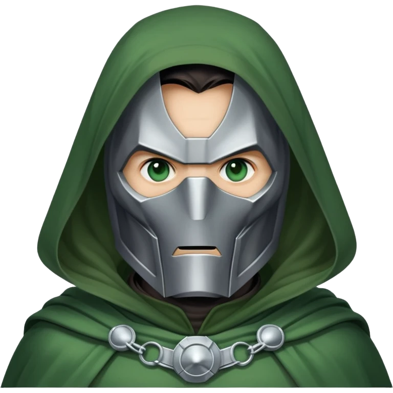 Doctor Doom villain with green cloak and metal mask emoji