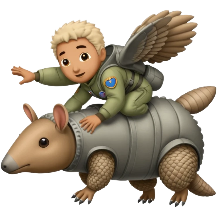 Man flying in the sky of armadillos emoji