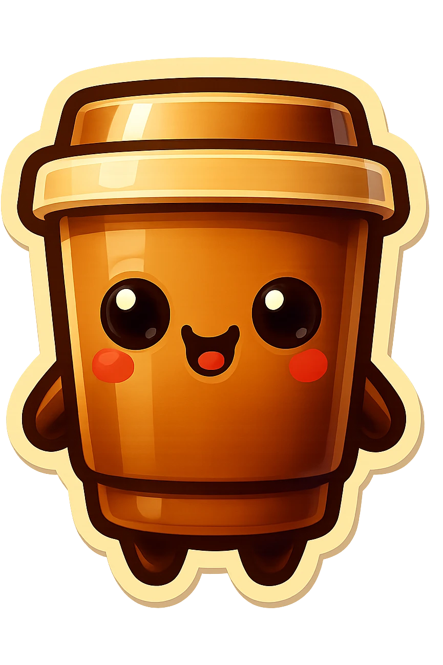 Tall coffee cup, large heart, chaotic heart emoji