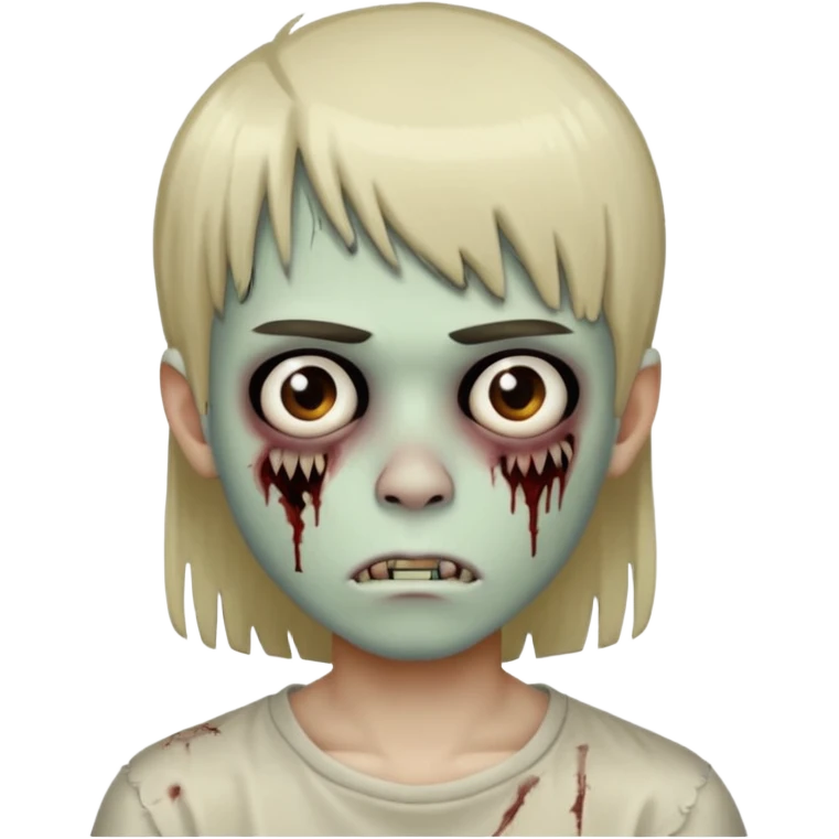 Menino de cabelo liso com franja zumbi emoji