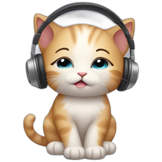 sad kitten listening to music with eyes closed emoji