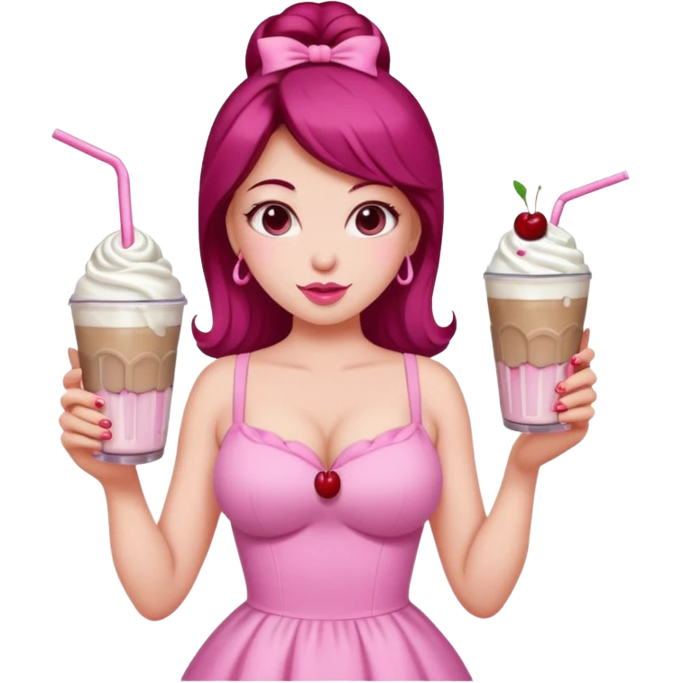 A girl with boobs as milkshakes emoji