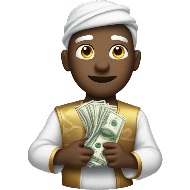 genie holding the big stack of money strong emoji