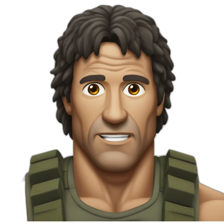 o rosto do Rambo no corpo do The Rock emoji