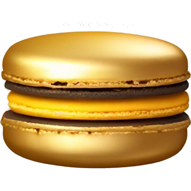 Realistic metallic gold macaroon with gradient colorful filling  emoji