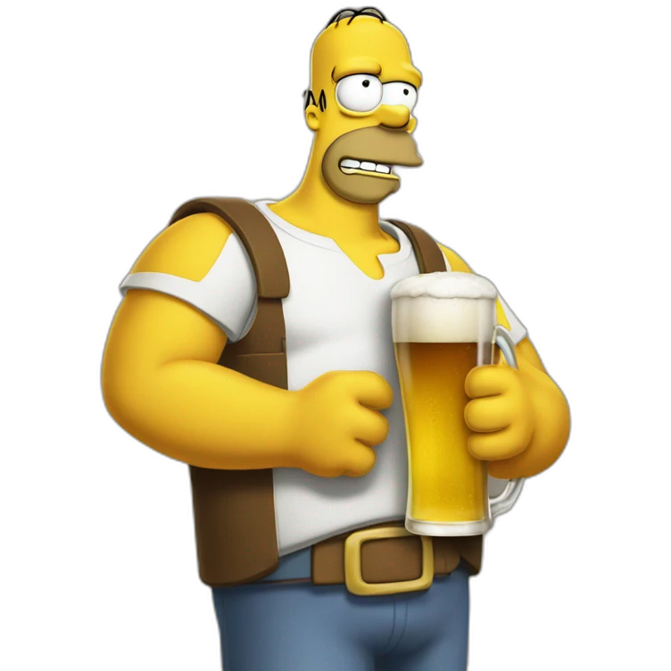 Homer simopson drinking a beer emoji