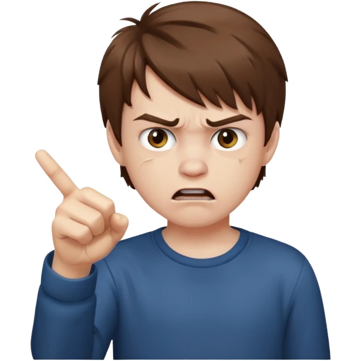 angry young boy pointing fingure at his own face emoji