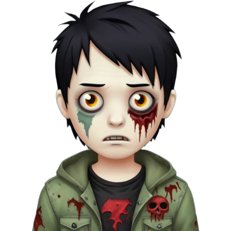 boy zombie with black hair emo emoji