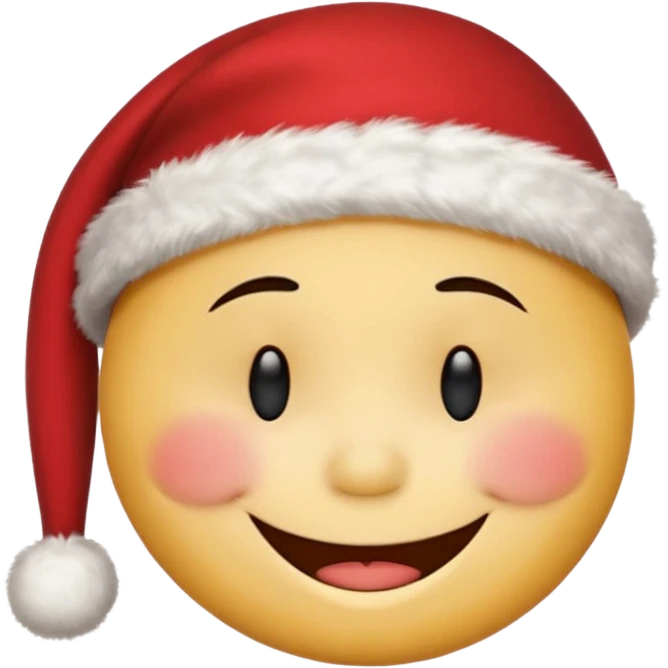 smiley face with closed eyes in a red Christmas hat emoji