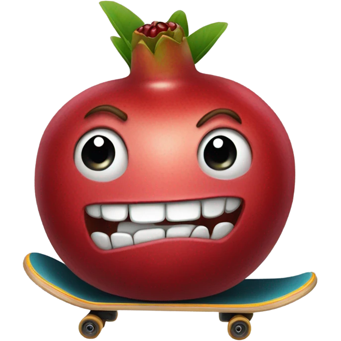 Pomegranate on skateboard emoji