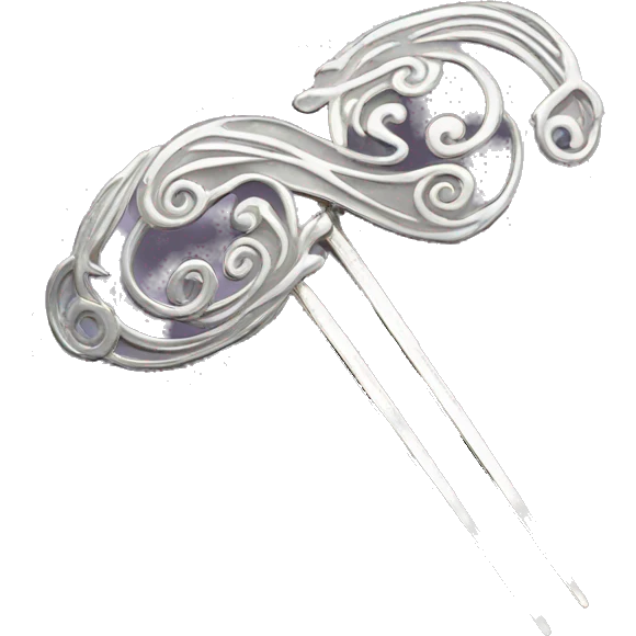 silver metal chinese hair pin emoji