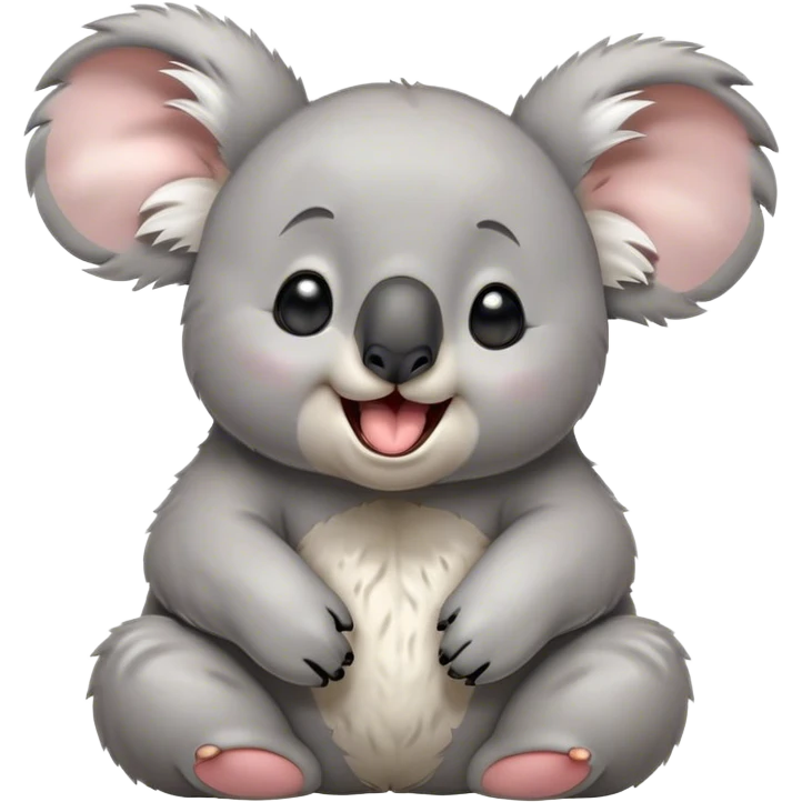 Cinematic Cute Yawning Koala Portrait Emoji, Head tilted slightly with a dramatic, wide-open yawn, showcasing a soft, downy grey fur with drooping ears and round eyes barely open in drowsy contentment, Simplified yet irresistibly adorable features, highly detailed, glowing with a soft, cozy glow, high shine, relaxed yet expressive, stylized with a touch of gentle whimsy, bright and endearing, soft glowing outline, capturing the essence of a sleepy yet affectionate koala, so drowsy it feels like it could stretch out of the screen and curl up for a nap! emoji