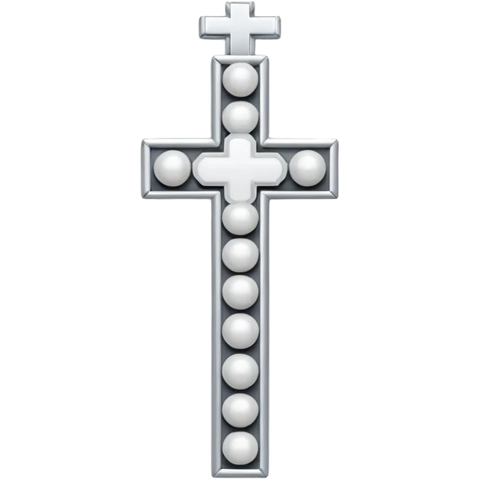 Elegant emoji icon of a white cross made of white beads, glossy surface, subtle shadows, pure white palette, centered emoji