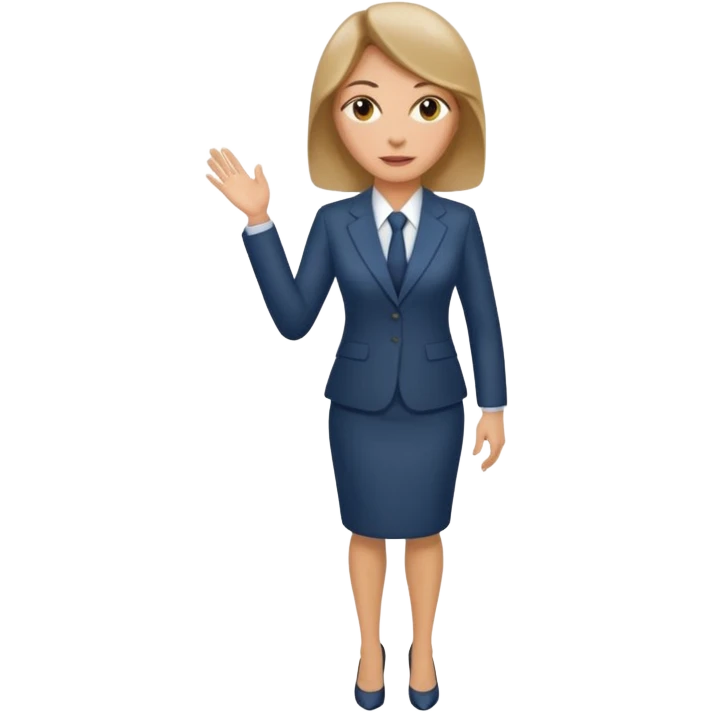 business woman with characters in her forties in full suit dark blond hair standing emoji
