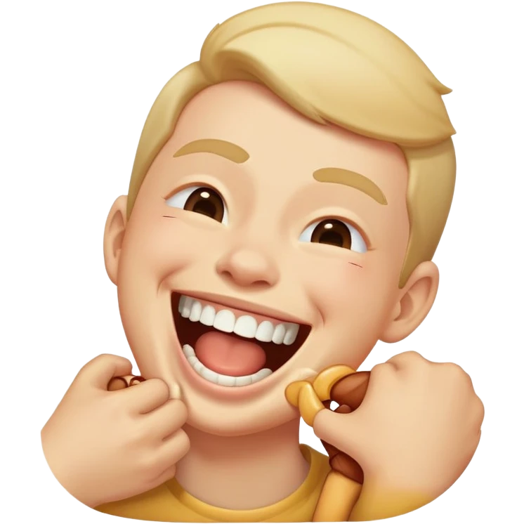 Someone laughing while choking themselves emoji