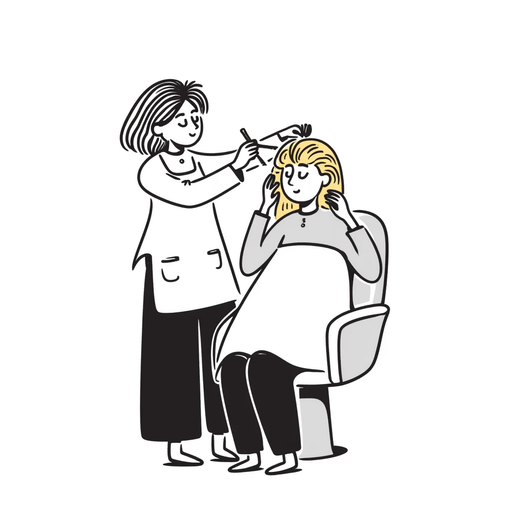 female at the hairdresser with foils and highlights in her blonde hair emoji