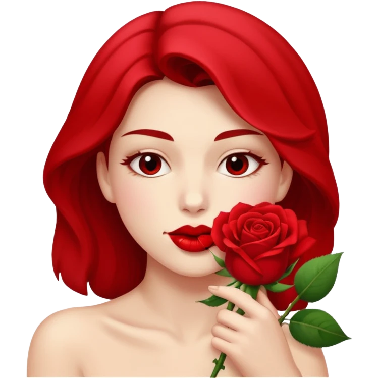 Biting a rose while side eyeing emoji