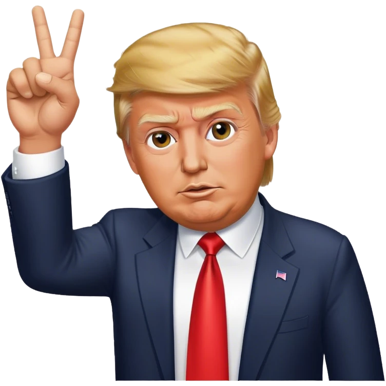 Donald  Trump shows victory with one hand hyperrealistic emoji