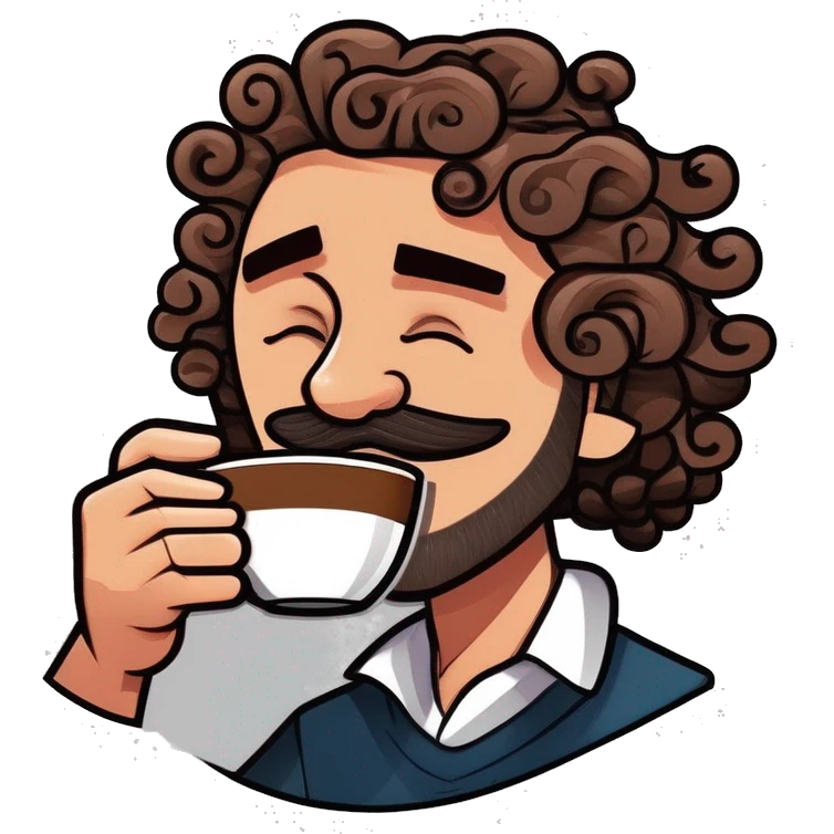 Curly Colombian guy drinking coffee emoji
