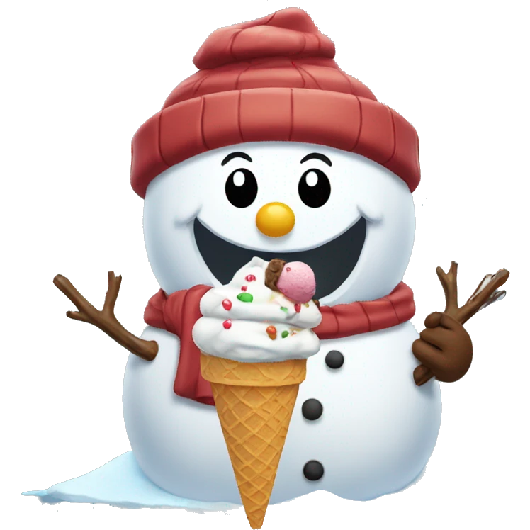 snowman eating ice cream  emoji