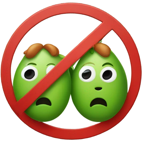 Two peas in a pod in a not permitted sign emoji