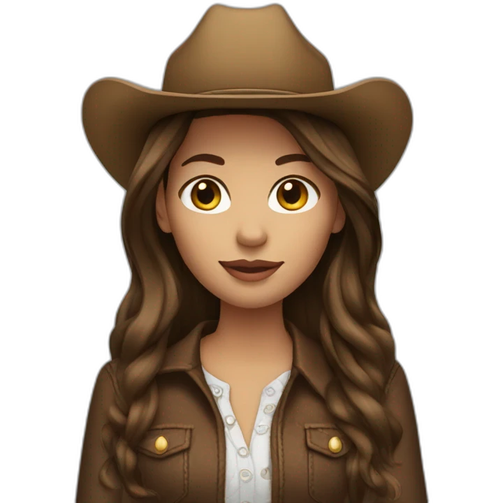 cowgirl brunette straight hair emoji