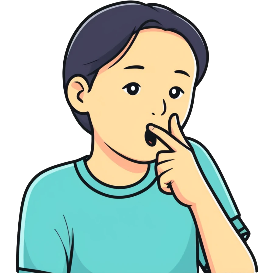 confused with finger in front of mouth emoji