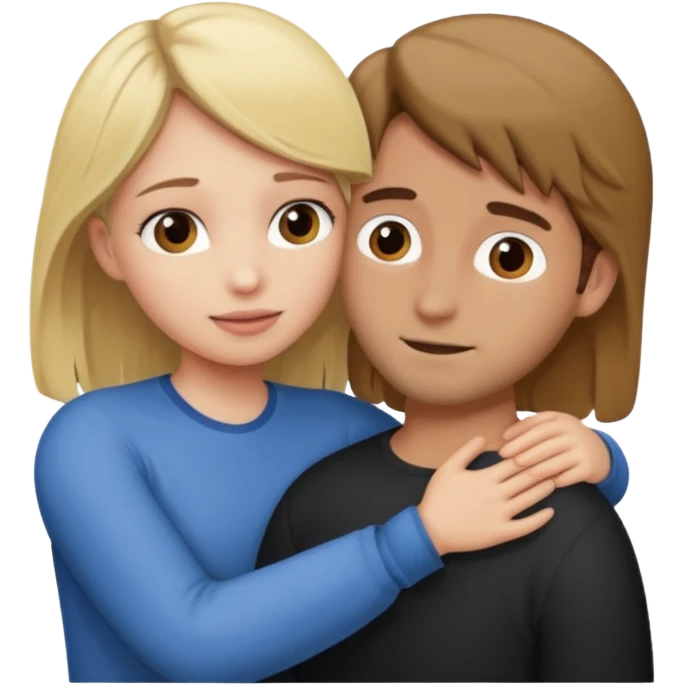 Blonde girl with grossed out face hugging brown haired man  emoji