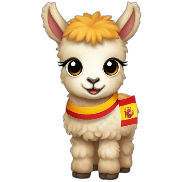 Baby llama with the Spain flag emoji