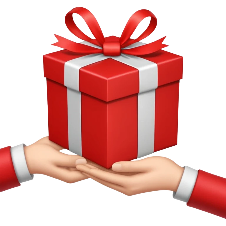 hand giving a gift box, apple emoji style, simple, clear, no text emoji