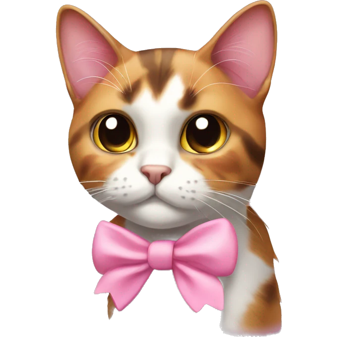 calico cat with pink bow emoji